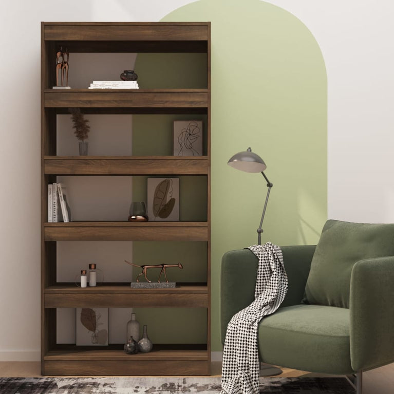 Boekenkast/kamerscherm 80x30x166 cm spaanplaat bruineikenkleur MeubelReus