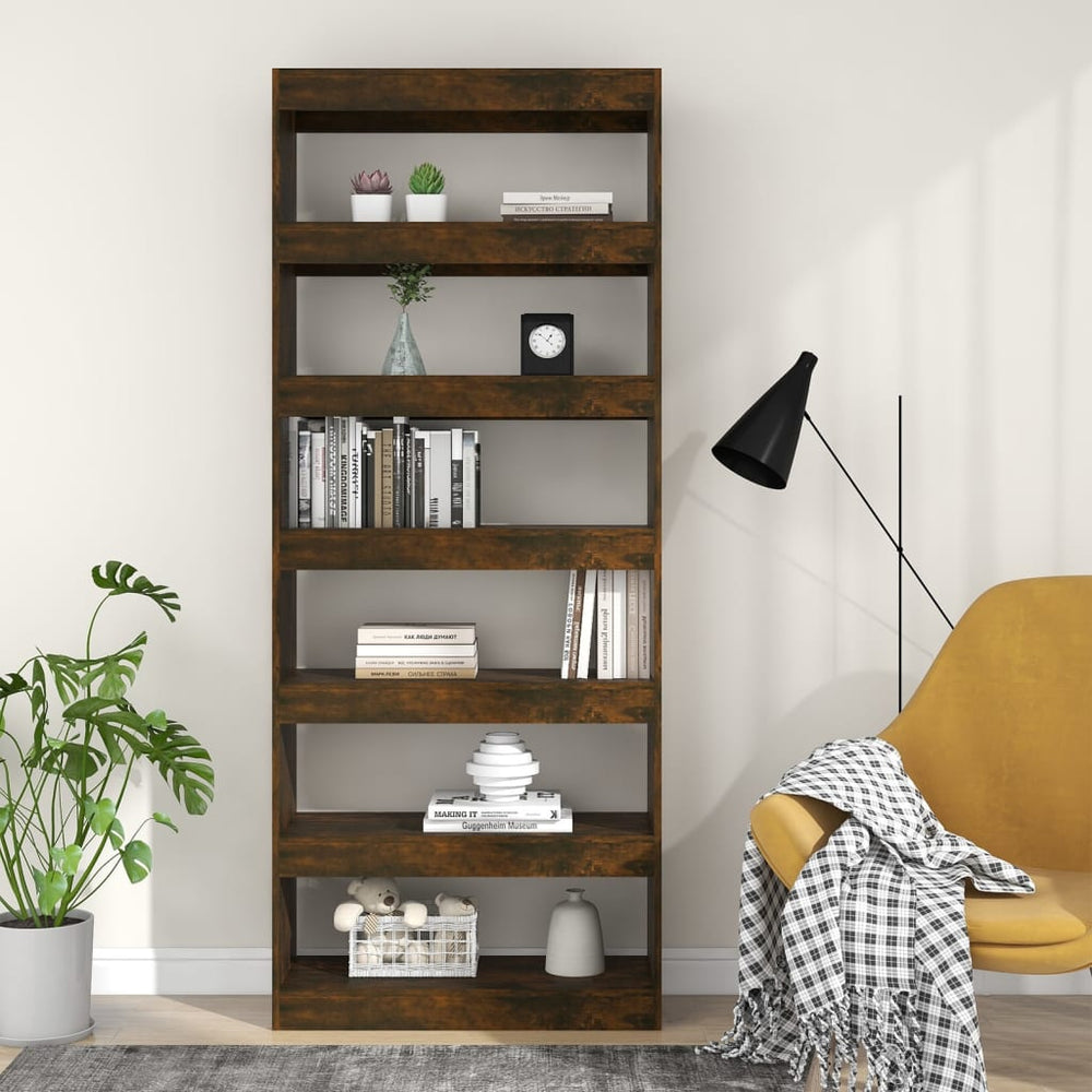 Boekenkast/kamerscherm 80x30x198 cm spaanplaat gerookt eiken MeubelReus