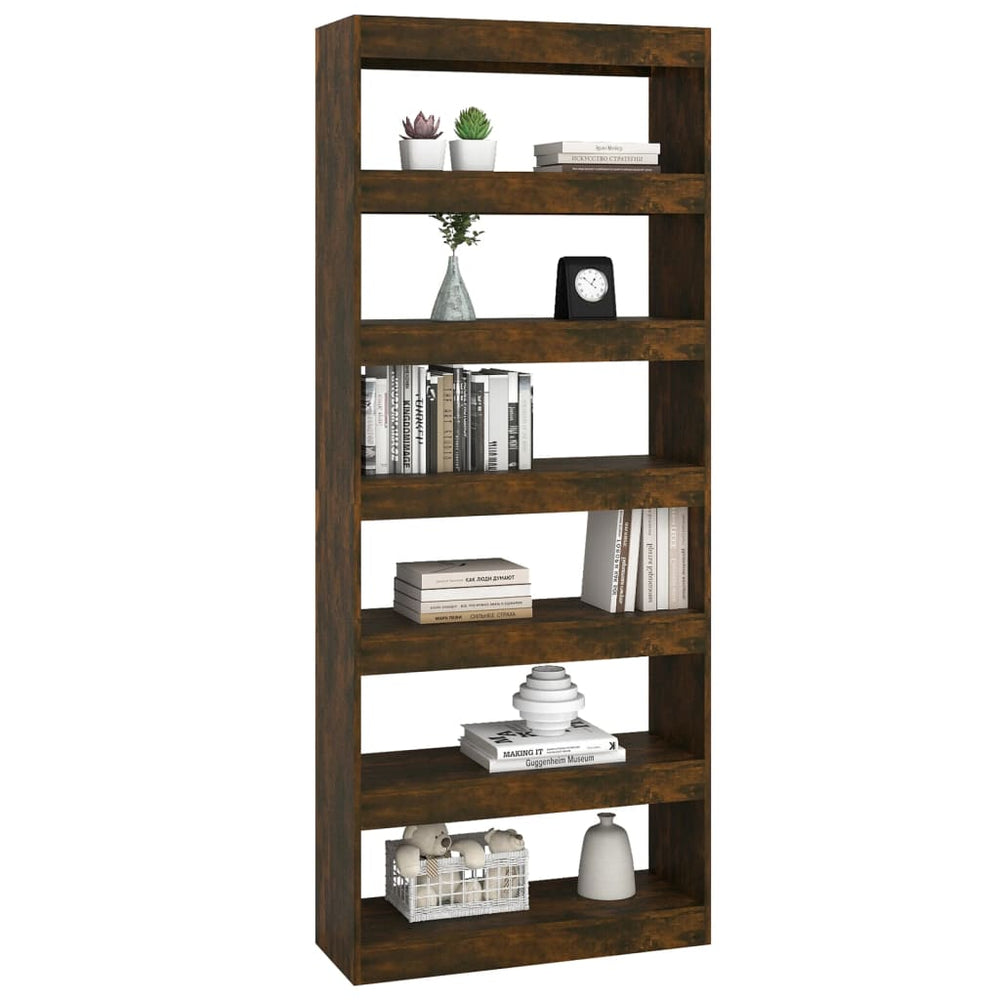 Boekenkast/kamerscherm 80x30x198 cm spaanplaat gerookt eiken MeubelReus