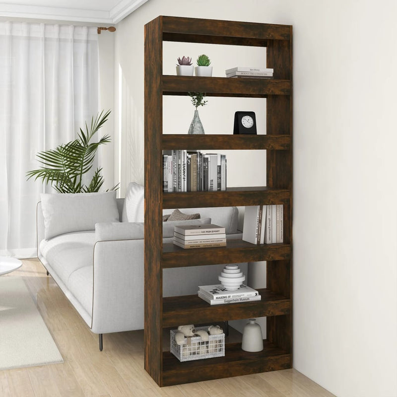 Boekenkast/kamerscherm 80x30x198 cm spaanplaat gerookt eiken MeubelReus