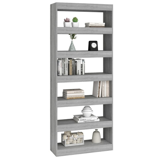 Boekenkast/kamerscherm 80x30x198 cm spaanplaat grijs sonoma MeubelReus
