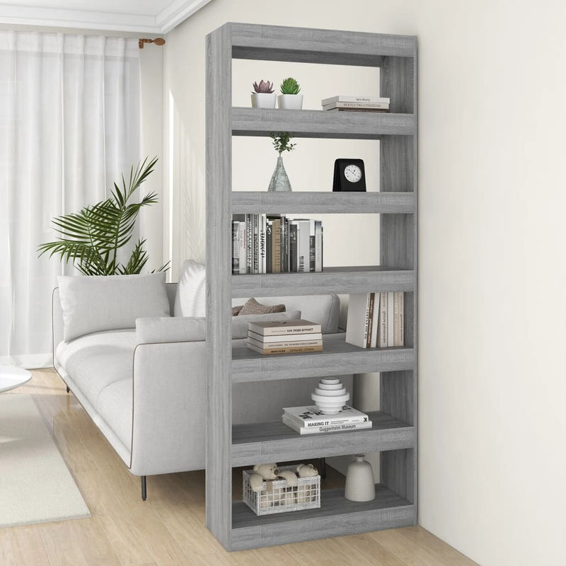 Boekenkast/kamerscherm 80x30x198 cm spaanplaat grijs sonoma MeubelReus