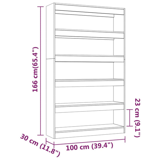 Boekenkast/kamerscherm 100x30x166 cm grijs sonoma eikenkleurig MeubelReus