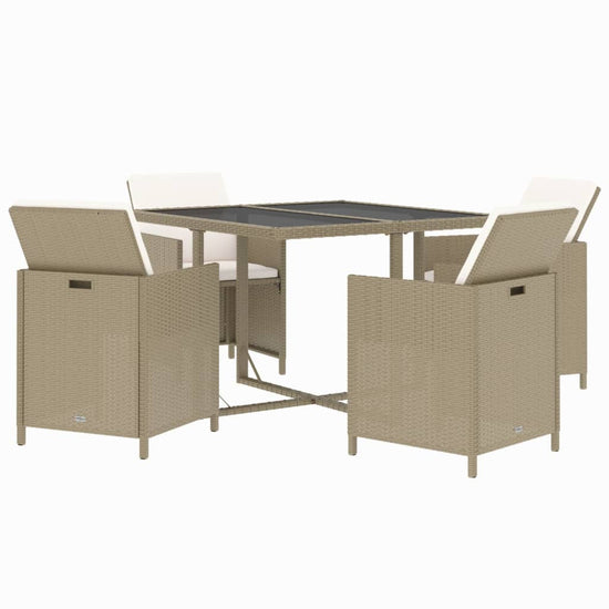 5-delige Tuinset met kussens poly rattan beige MeubelReus
