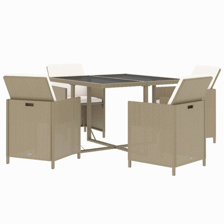 5-delige Tuinset met kussens poly rattan beige MeubelReus