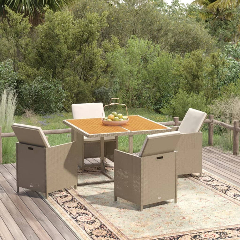 5-delige Tuinset met kussens poly rattan beige MeubelReus