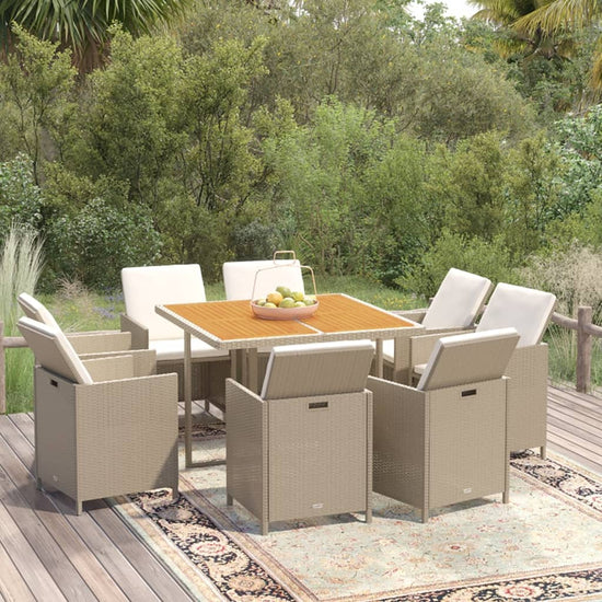 9-delige Tuinset met kussens poly rattan beige MeubelReus