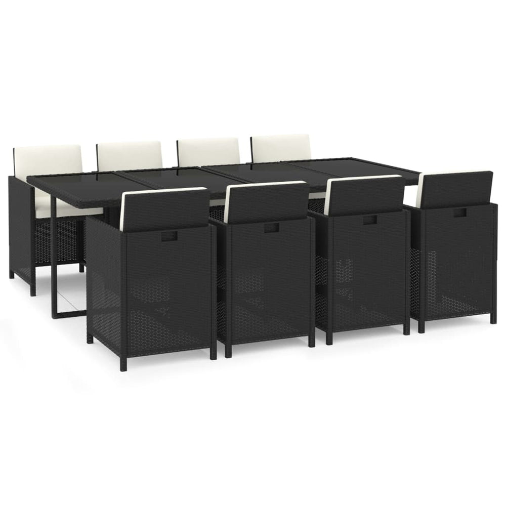 9-delige Tuinset met kussens poly rattan zwart MeubelReus