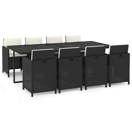 9-delige Tuinset met kussens poly rattan zwart MeubelReus
