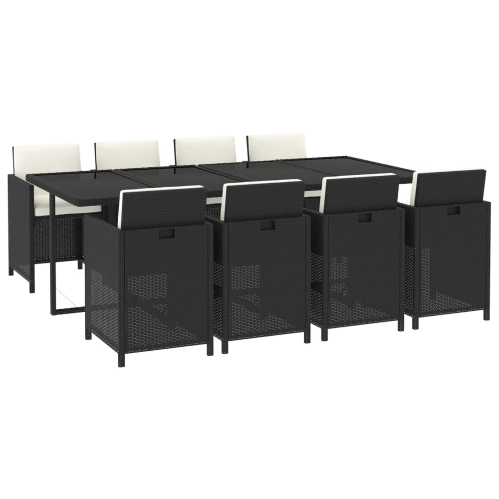 9-delige Tuinset met kussens poly rattan zwart MeubelReus