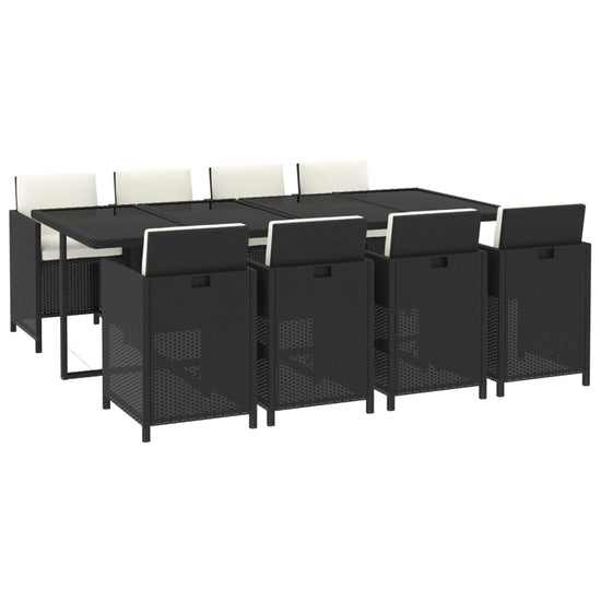 9-delige Tuinset met kussens poly rattan zwart MeubelReus