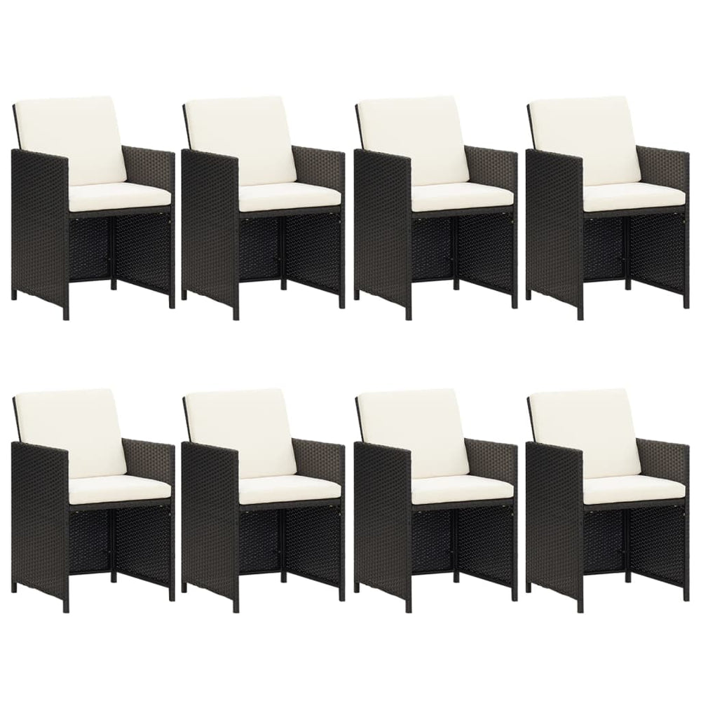 9-delige Tuinset met kussens poly rattan zwart MeubelReus