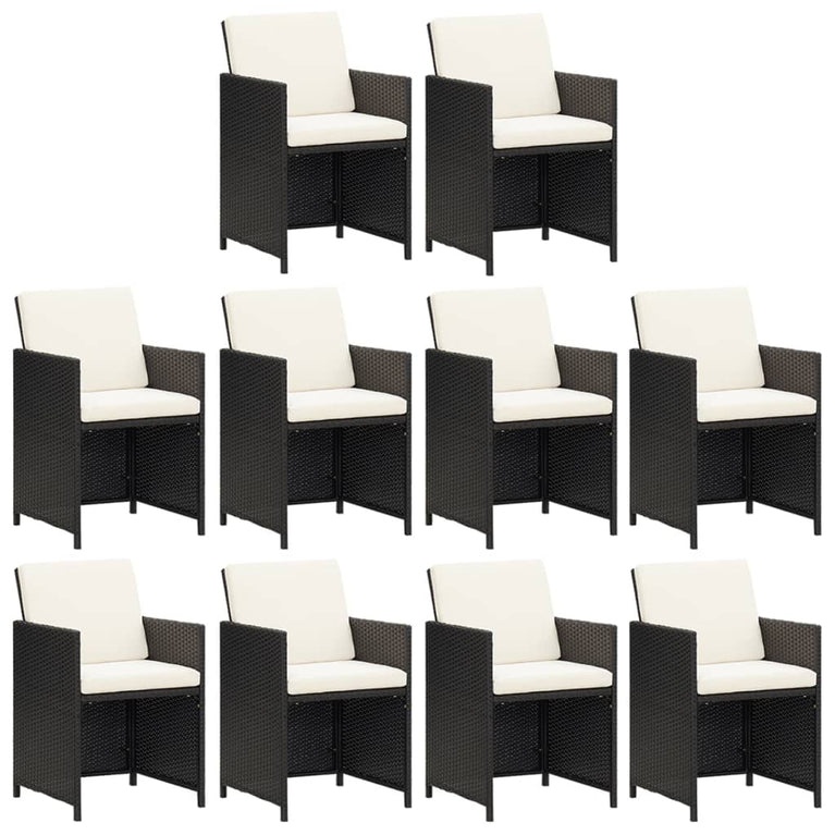 11-delige Tuinset met kussens poly rattan zwart MeubelReus