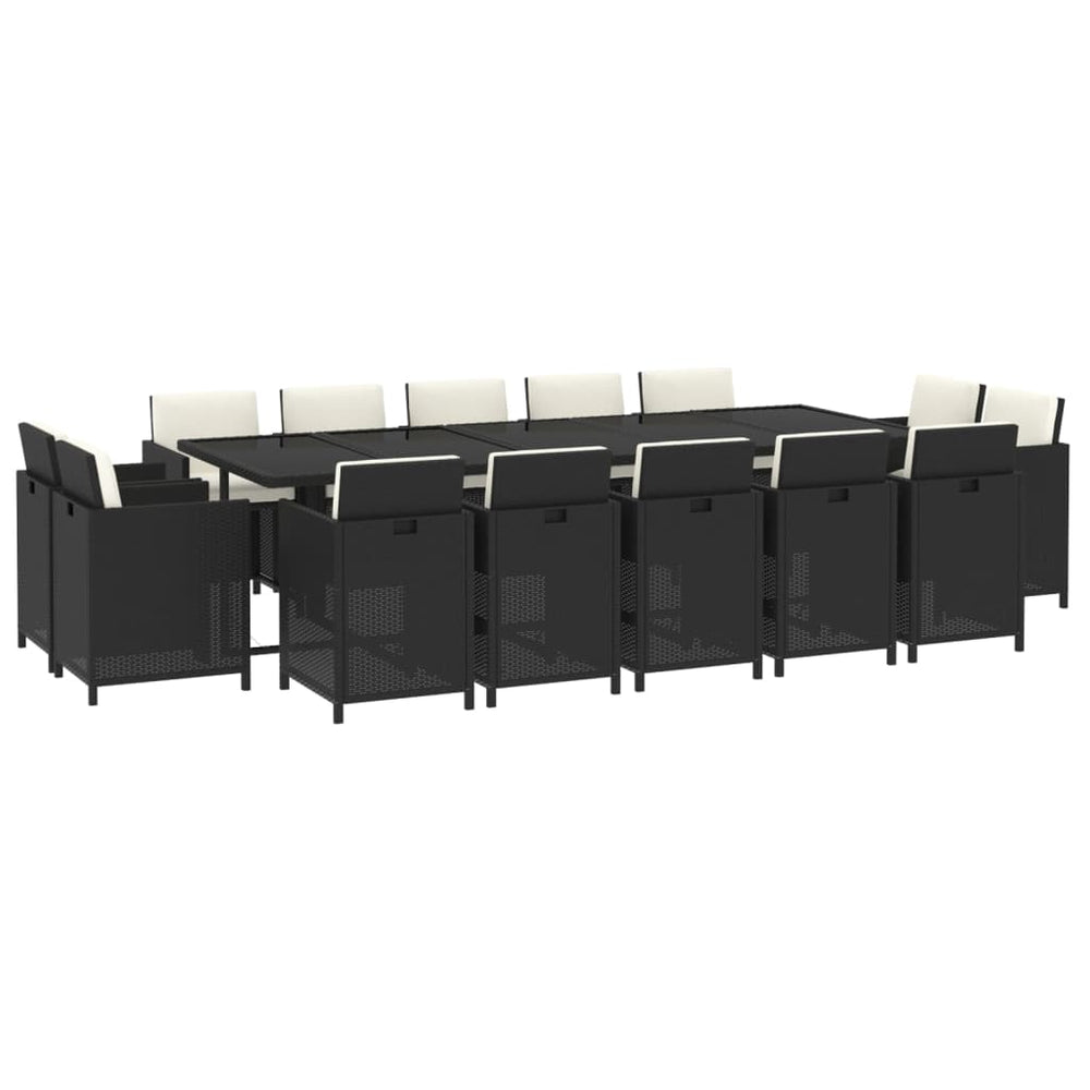 15-delige Tuinset met kussens poly rattan zwart MeubelReus