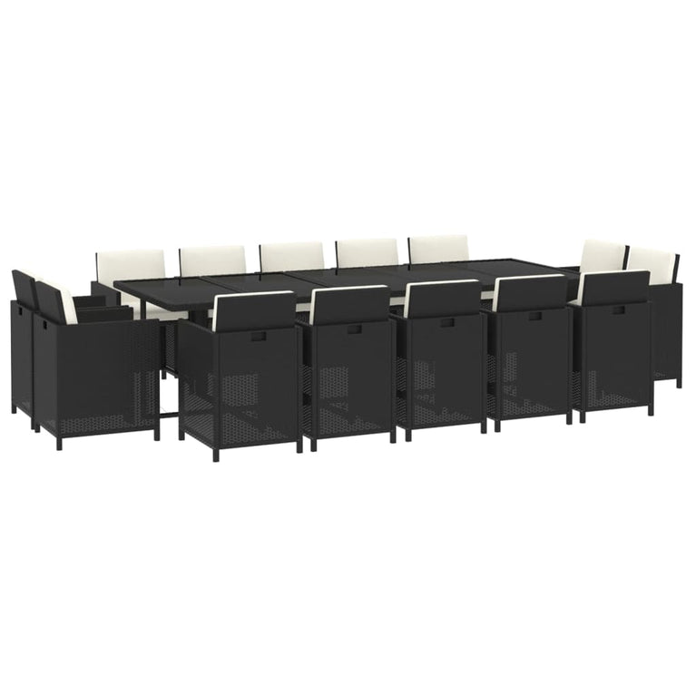 15-delige Tuinset met kussens poly rattan zwart MeubelReus