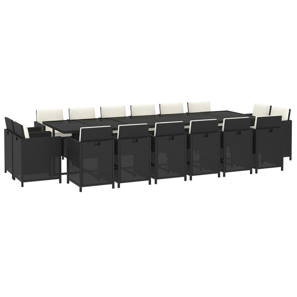 17-delige Tuinset met kussens poly rattan zwart MeubelReus