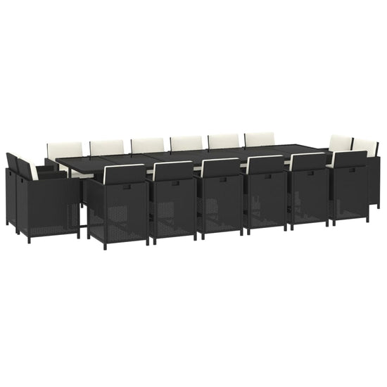 17-delige Tuinset met kussens poly rattan zwart MeubelReus