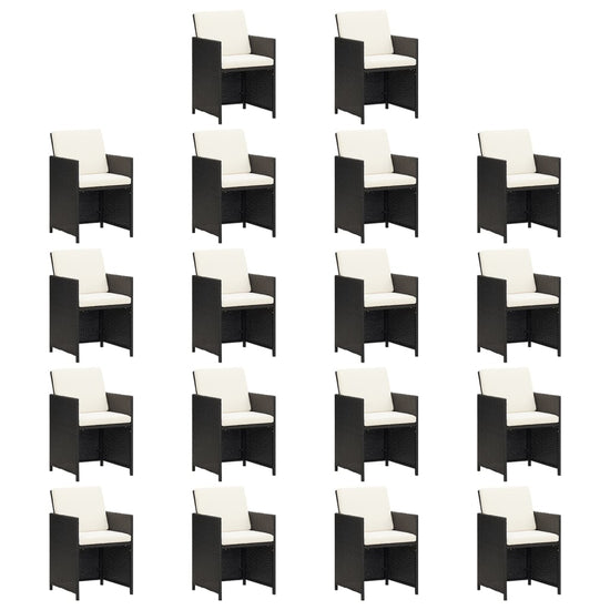 19-delige Tuinset met kussens poly rattan zwart MeubelReus