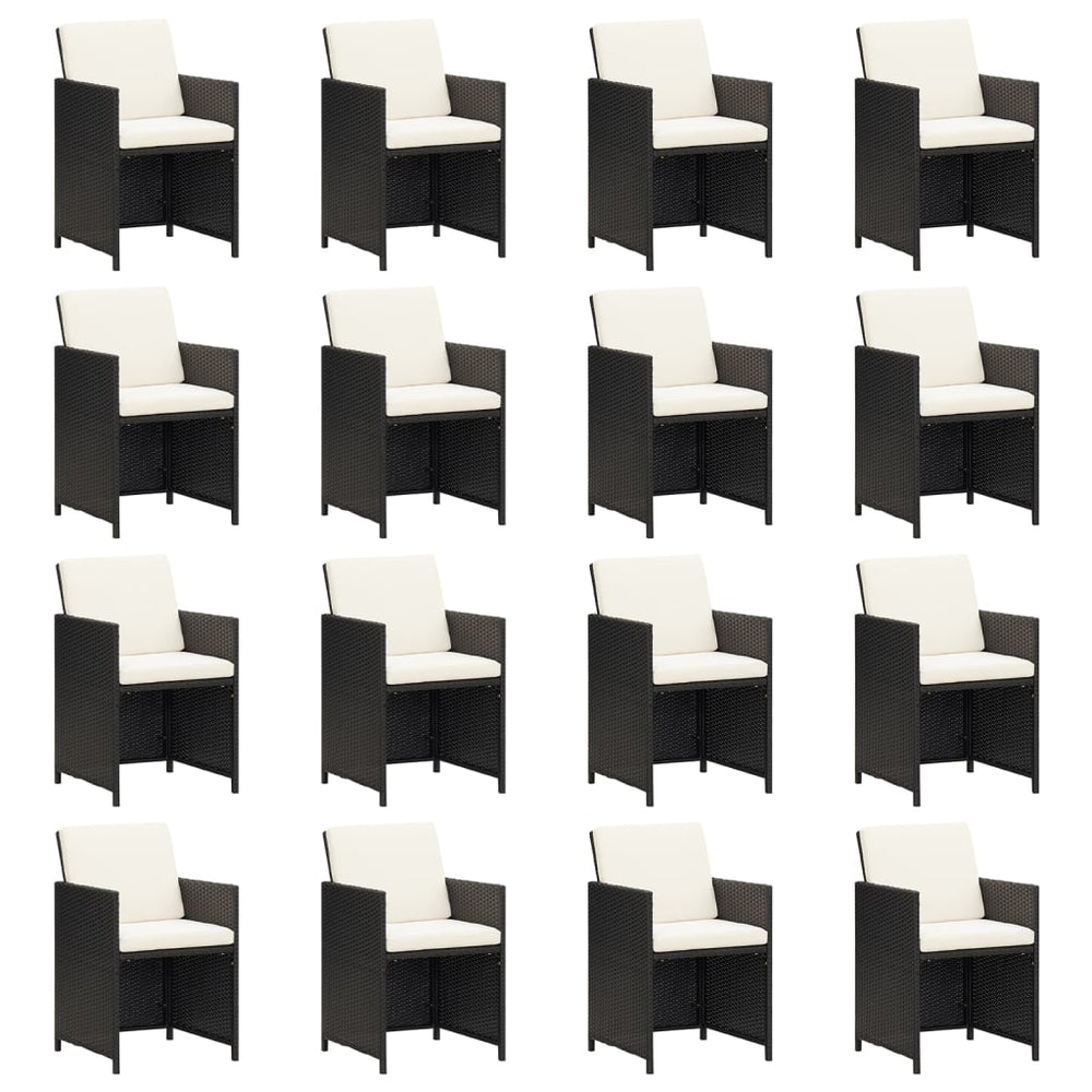 17-delige Tuinset met kussens poly rattan zwart MeubelReus