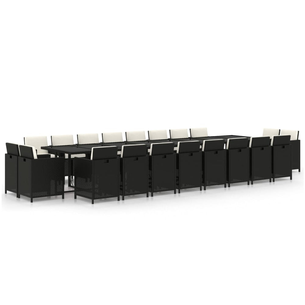 21-delige Tuinset met kussens poly rattan zwart MeubelReus