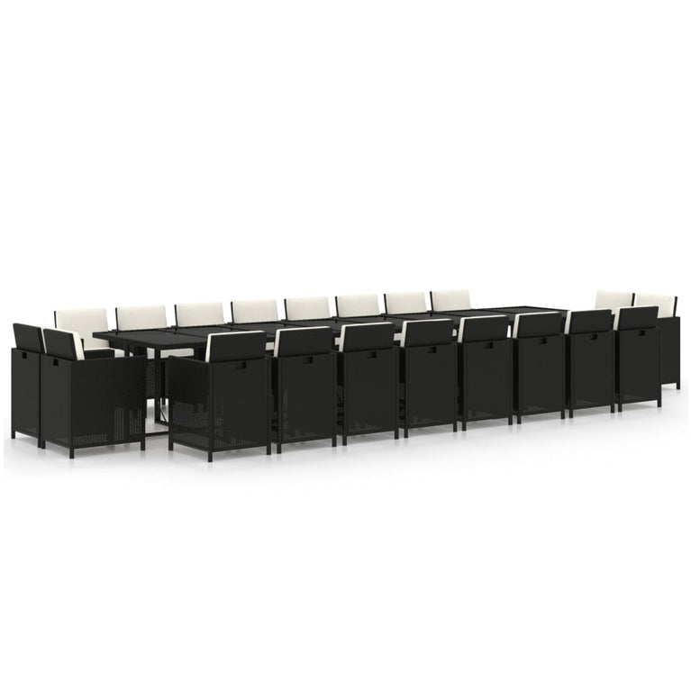 21-delige Tuinset met kussens poly rattan zwart MeubelReus