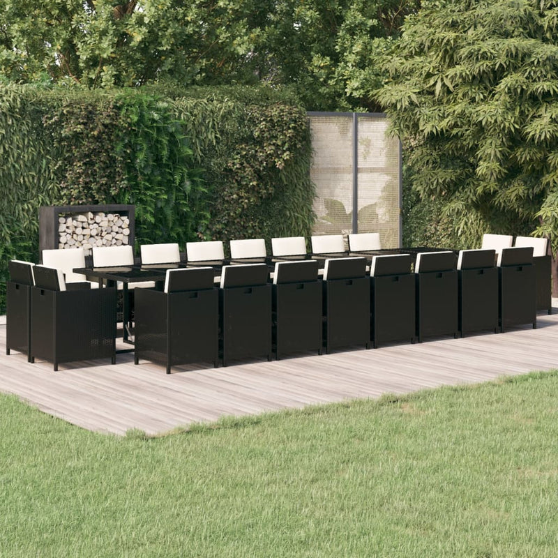 21-delige Tuinset met kussens poly rattan zwart MeubelReus