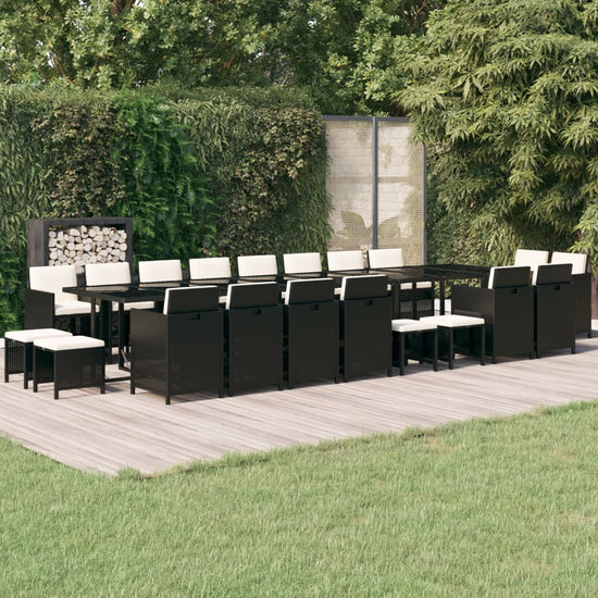 21-delige Tuinset met kussens poly rattan zwart MeubelReus