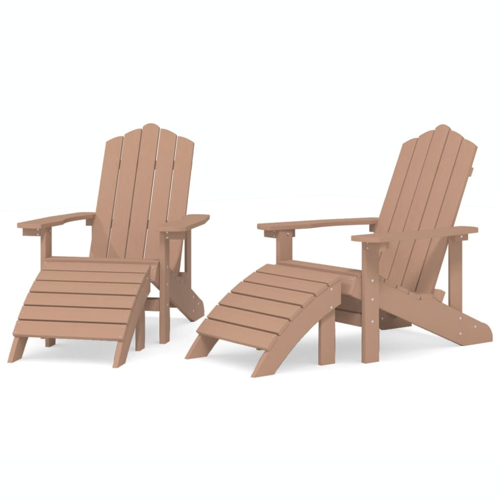 Tuinstoelen 2 st Adirondack met voetensteunen HDPE bruin MeubelReus