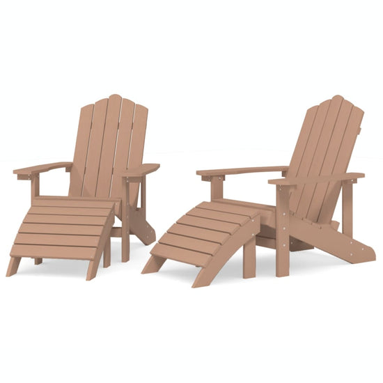 Tuinstoelen 2 st Adirondack met voetensteunen HDPE bruin MeubelReus