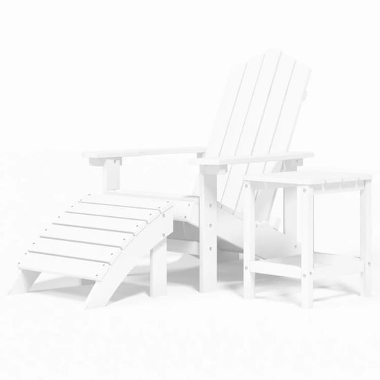 Tuinstoel Adirondack met voetenbank en tafel HDPE wit MeubelReus