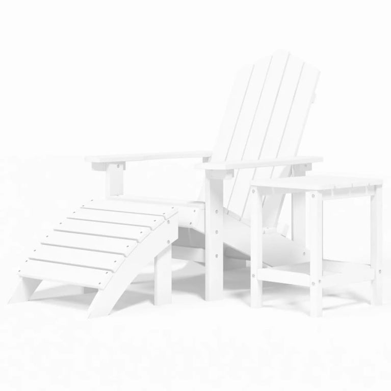 Tuinstoel Adirondack met voetenbank en tafel HDPE wit MeubelReus
