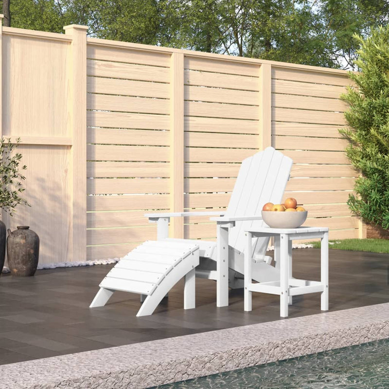 Tuinstoel Adirondack met voetenbank en tafel HDPE wit MeubelReus