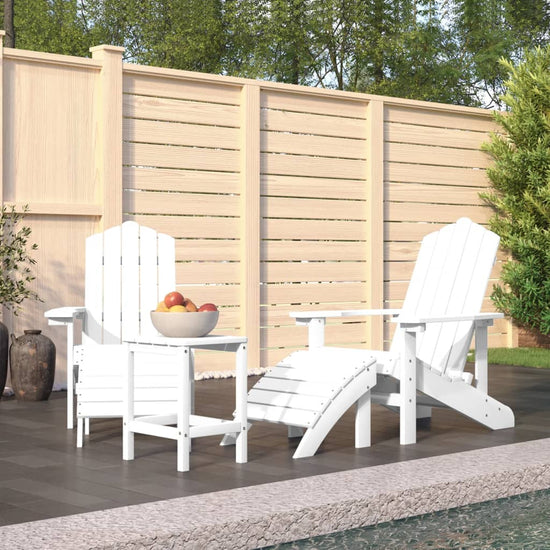 Tuinstoelen Adirondack met voetenbank en tafel HDPE wit MeubelReus