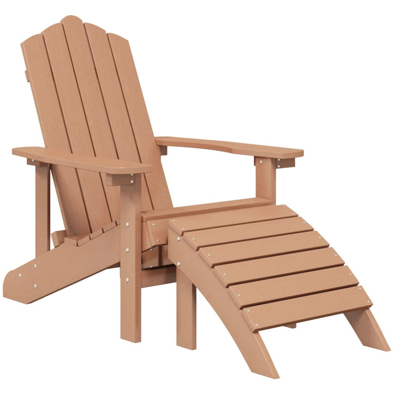 Tuinstoelen Adirondack met voetenbank en tafel HDPE bruin MeubelReus