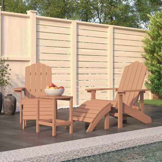 Tuinstoelen Adirondack met voetenbank en tafel HDPE bruin MeubelReus