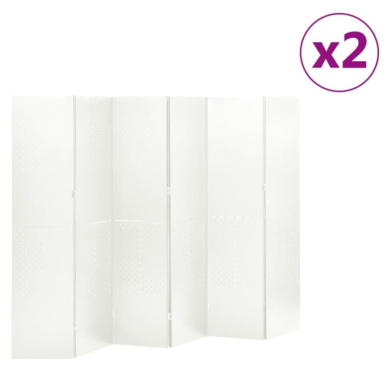 Kamerschermen 2 st met 6 panelen 240x180 cm staal wit MeubelReus