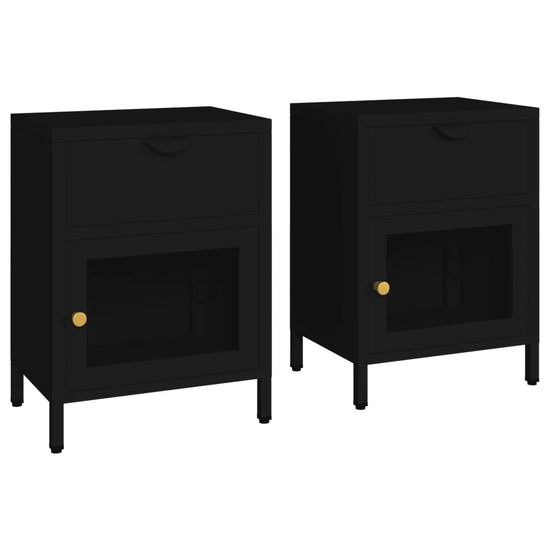 Nachtkastjes 2 st 40x30x54,5 cm staal en glas zwart MeubelReus