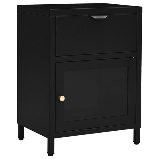 Nachtkastjes 2 st 40x30x54,5 cm staal en glas zwart MeubelReus