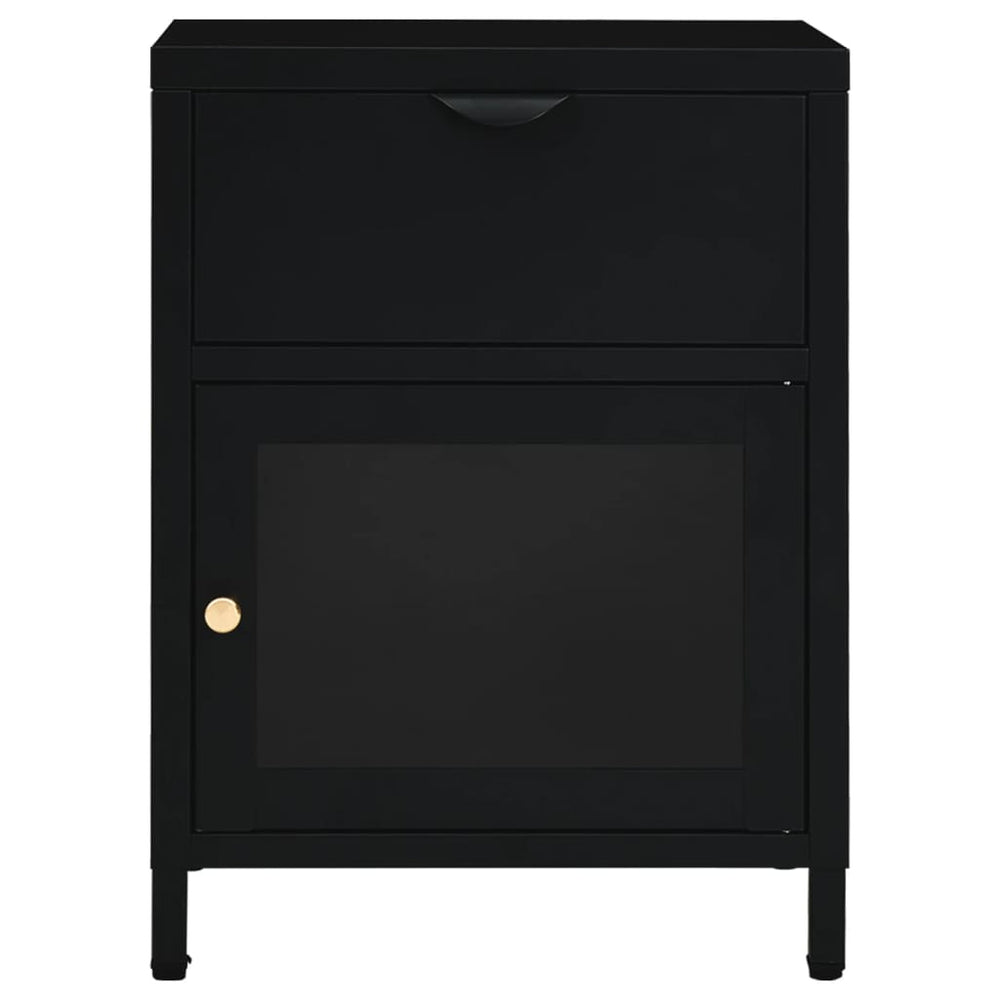 Nachtkastjes 2 st 40x30x54,5 cm staal en glas zwart MeubelReus