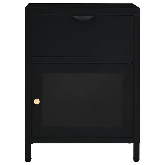 Nachtkastjes 2 st 40x30x54,5 cm staal en glas zwart MeubelReus