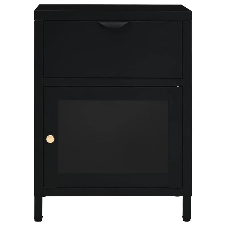 Nachtkastjes 2 st 40x30x54,5 cm staal en glas zwart MeubelReus
