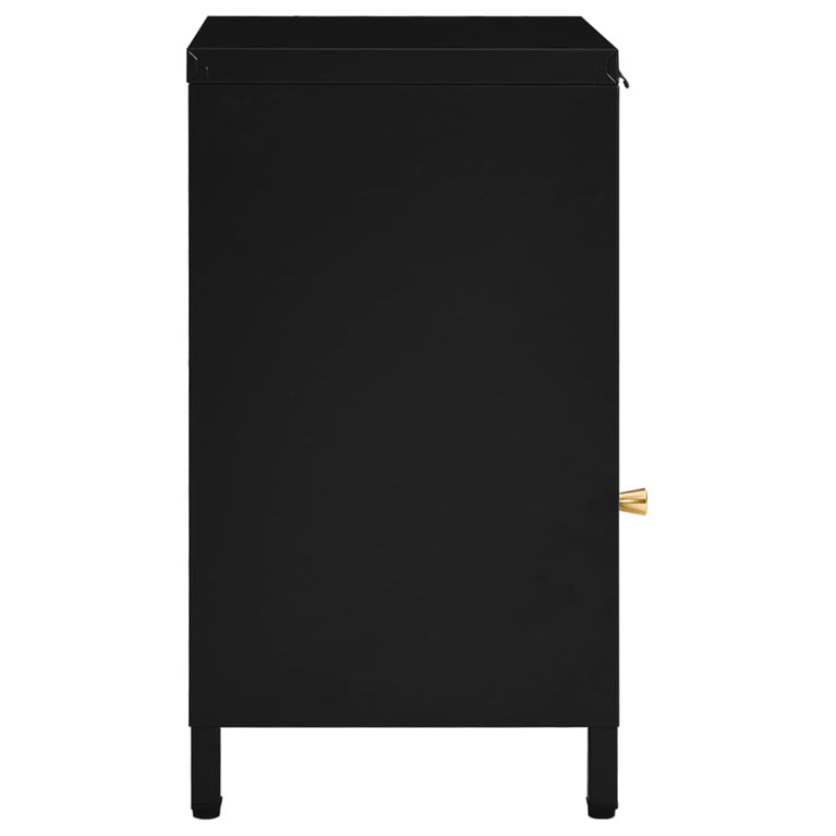 Nachtkastjes 2 st 40x30x54,5 cm staal en glas zwart MeubelReus