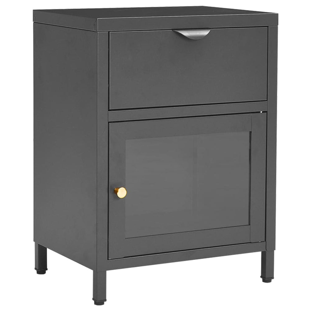 Nachtkastjes 2 st 40x30x54,5 cm staal en glas antracietkleurig MeubelReus