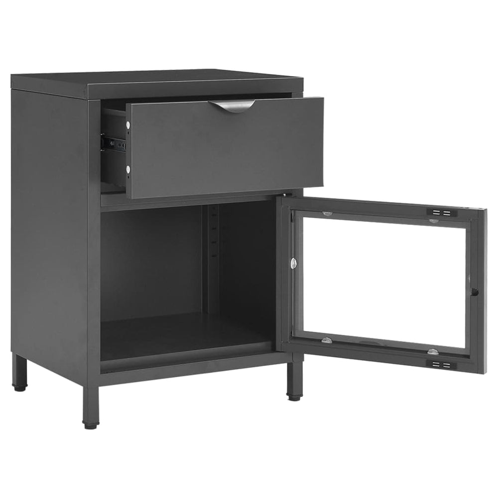 Nachtkastjes 2 st 40x30x54,5 cm staal en glas antracietkleurig MeubelReus