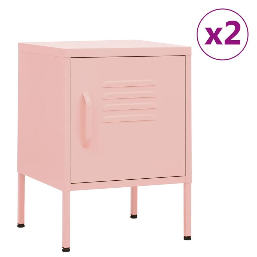 Nachtkastjes 2 st 35x35x51 cm staal roze MeubelReus