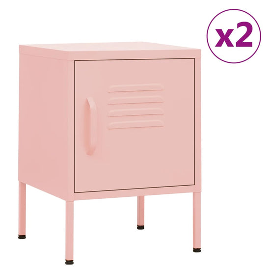 Nachtkastjes 2 st 35x35x51 cm staal roze MeubelReus