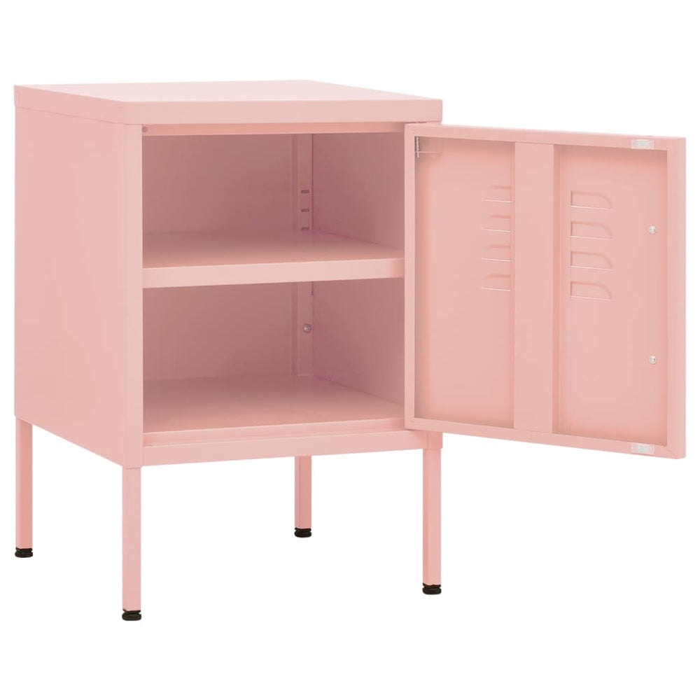 Nachtkastjes 2 st 35x35x51 cm staal roze MeubelReus