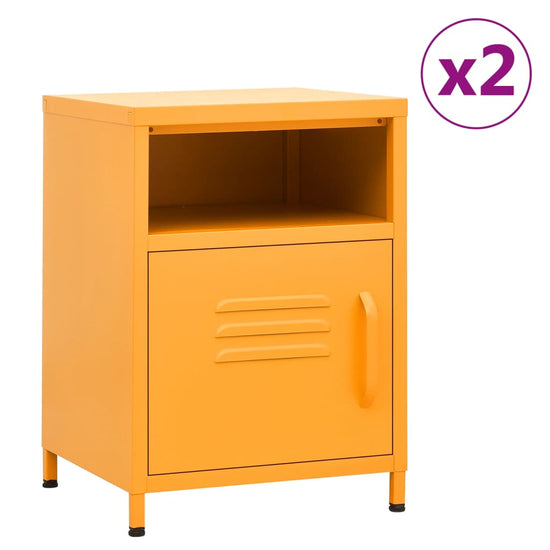 Nachtkastjes 2 st 35x35x51 cm staal mosterdgeel MeubelReus