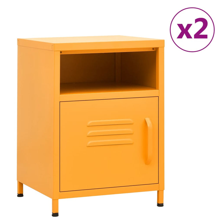Nachtkastjes 2 st 35x35x51 cm staal mosterdgeel MeubelReus