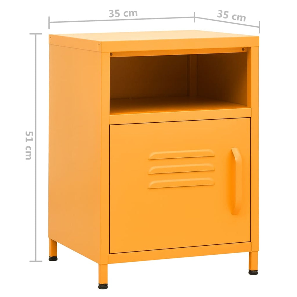 Nachtkastjes 2 st 35x35x51 cm staal mosterdgeel MeubelReus
